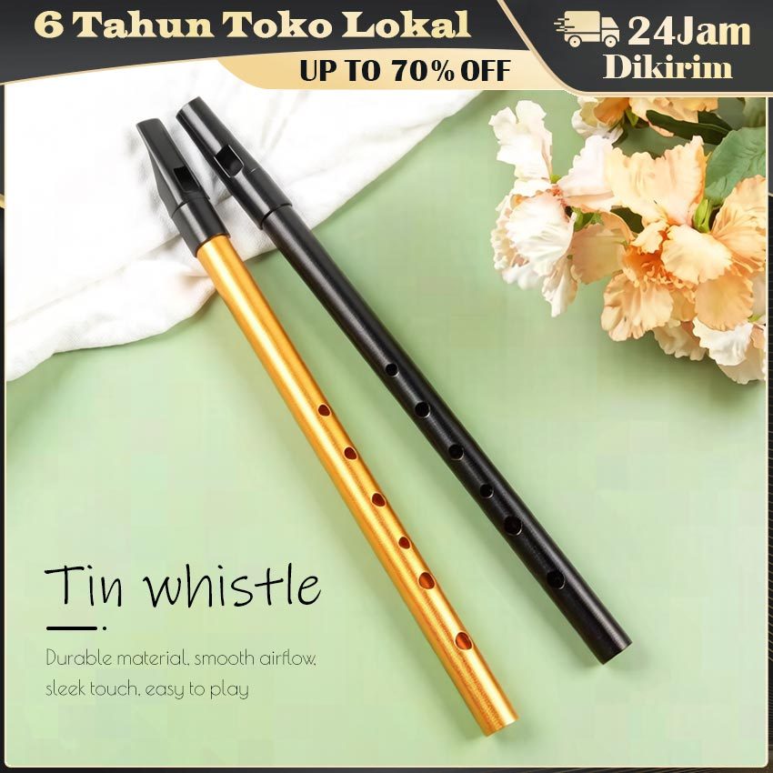 Irish Whistle Seruling Irlandia Aluminium C D / Flute 6 Lubang Suara Nyaring Stabil / Alat Musik Tiu