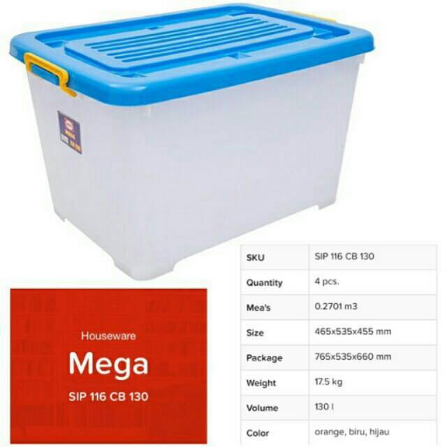 shinpo box container roda 130 liter mega/ boxer shinpo 130 liter | DA5