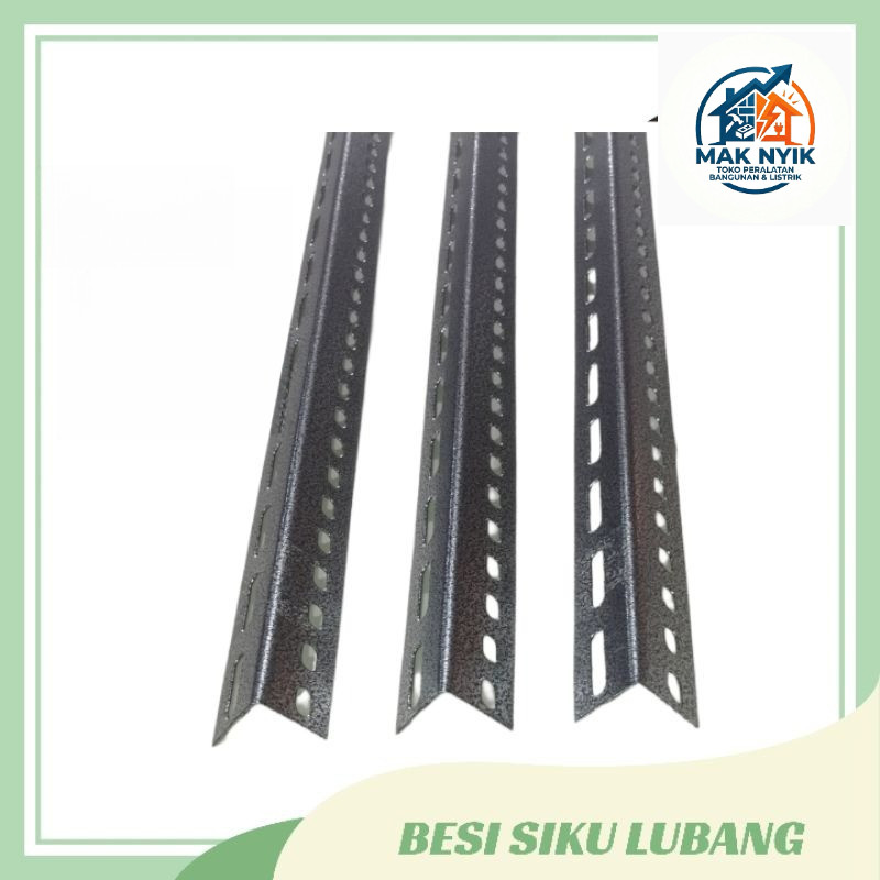 MAKNYIK STORE SIKU Rak Besi TEBAL/ Siku Lubang  BESI 3 Meter tebal 1.4 MM
