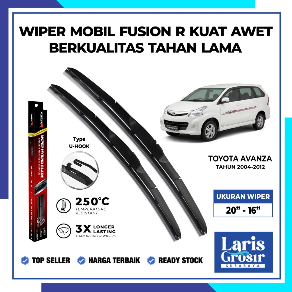 Fusion R Wiper Kaca Mobil Avanza 2004 Karet Wiper Frameless Hybrid Blade Set RWB LARIS GROSIR SURABA