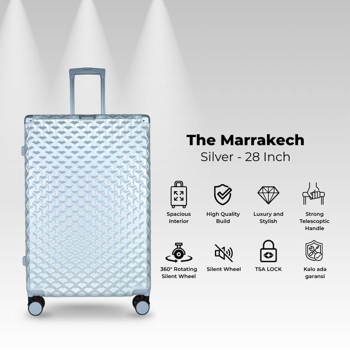 Travel Ease Koper Kabin 28inch Warna Silver Koper Marrakech Koper Allumunium Tahan Banting Koper 4 R