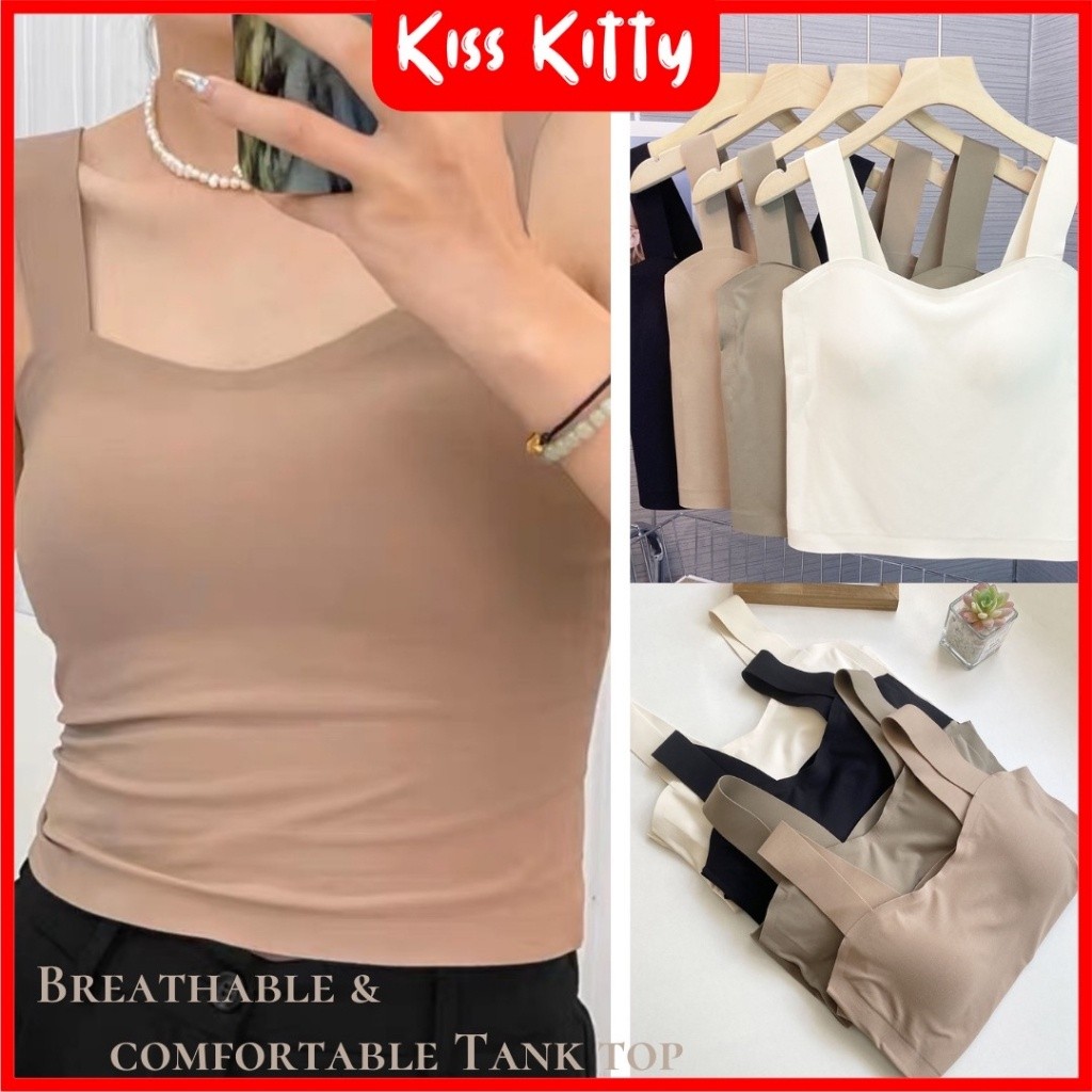JUANXSHOP TANK TOP FASHIONABLE PREMIUM ICE SILK MELAR SEAMLESS CROP TOP HIGH QUALITY