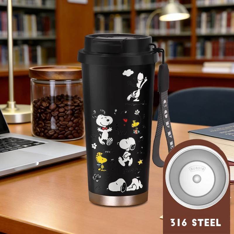 Tumbler Valey Kopi Label Snoopy Botol Minum Aesthetic Stainless SUS Tumblr Coffee Teh CUP 500 ML Kar