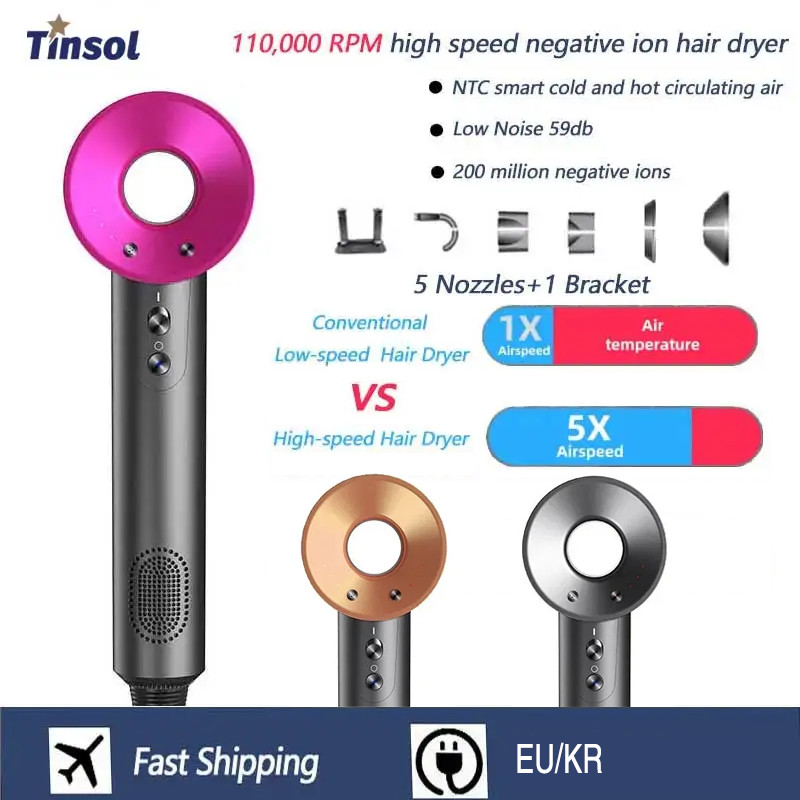 Professional negative ion hair dryer, high-speed constant temperature bladeless hair dryer home nega
