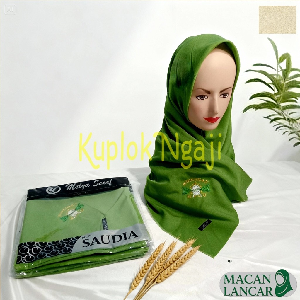 Hijab Bordir Logo Muslimat Kerudung Nyaman Premium | Jilbab Kerudung Hijab Bordir Logo Muslimat