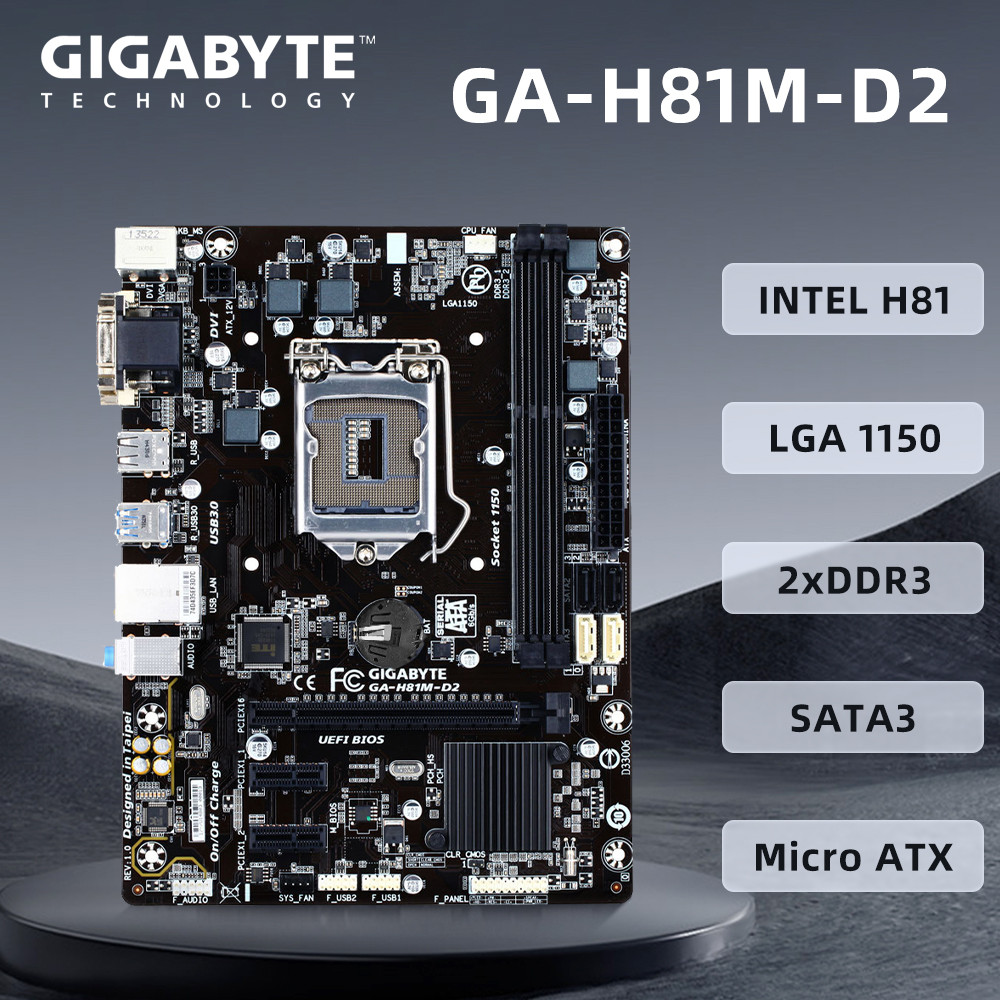 LGA1150 Motherboard GIGABYTE GA-H81M-D2 Intel H81 Original Used Motherboard Support Dual Channel DDR