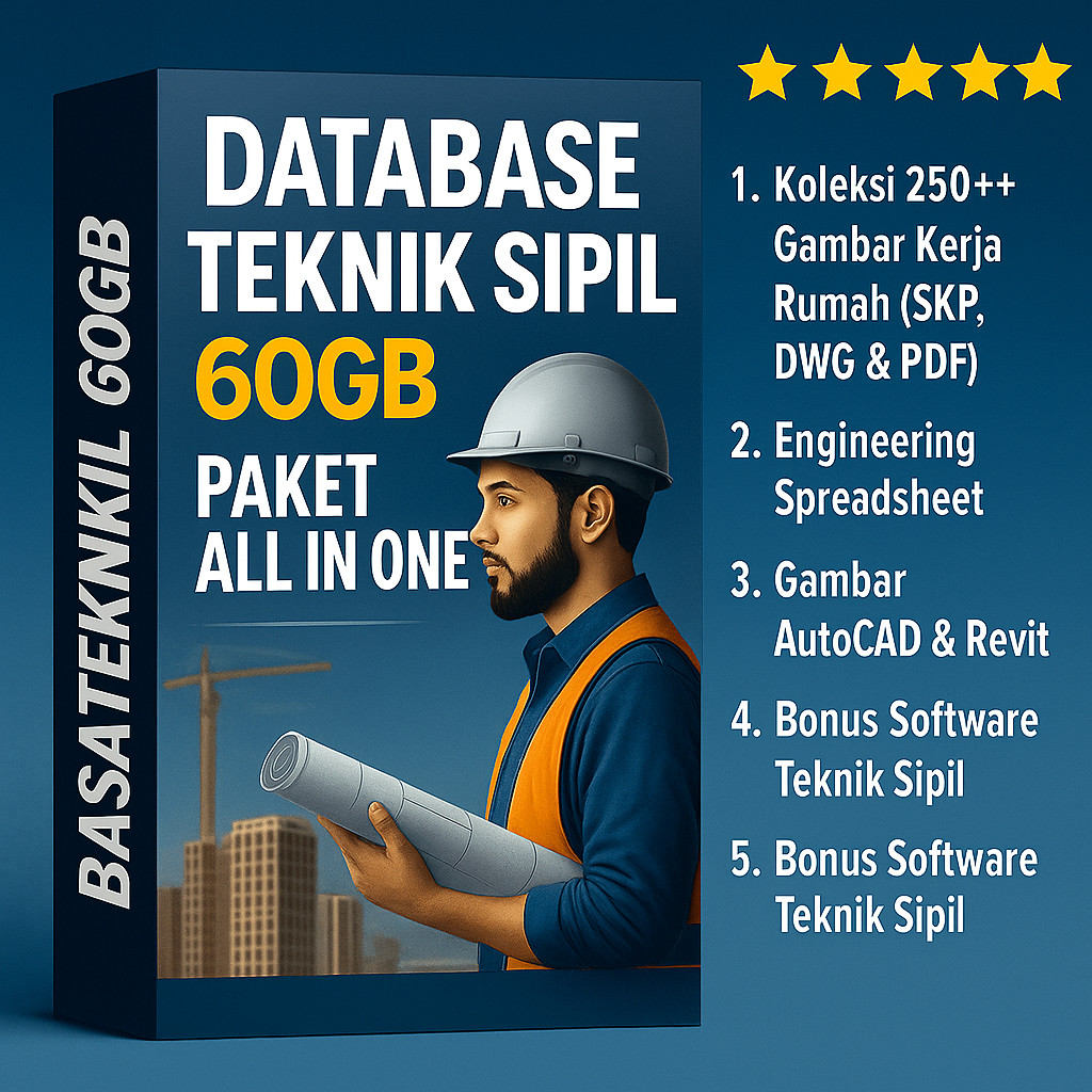 Database Teknik Sipil Premium 60 GB Lengkap AutoCAD + RAB + Revit, Siap Download