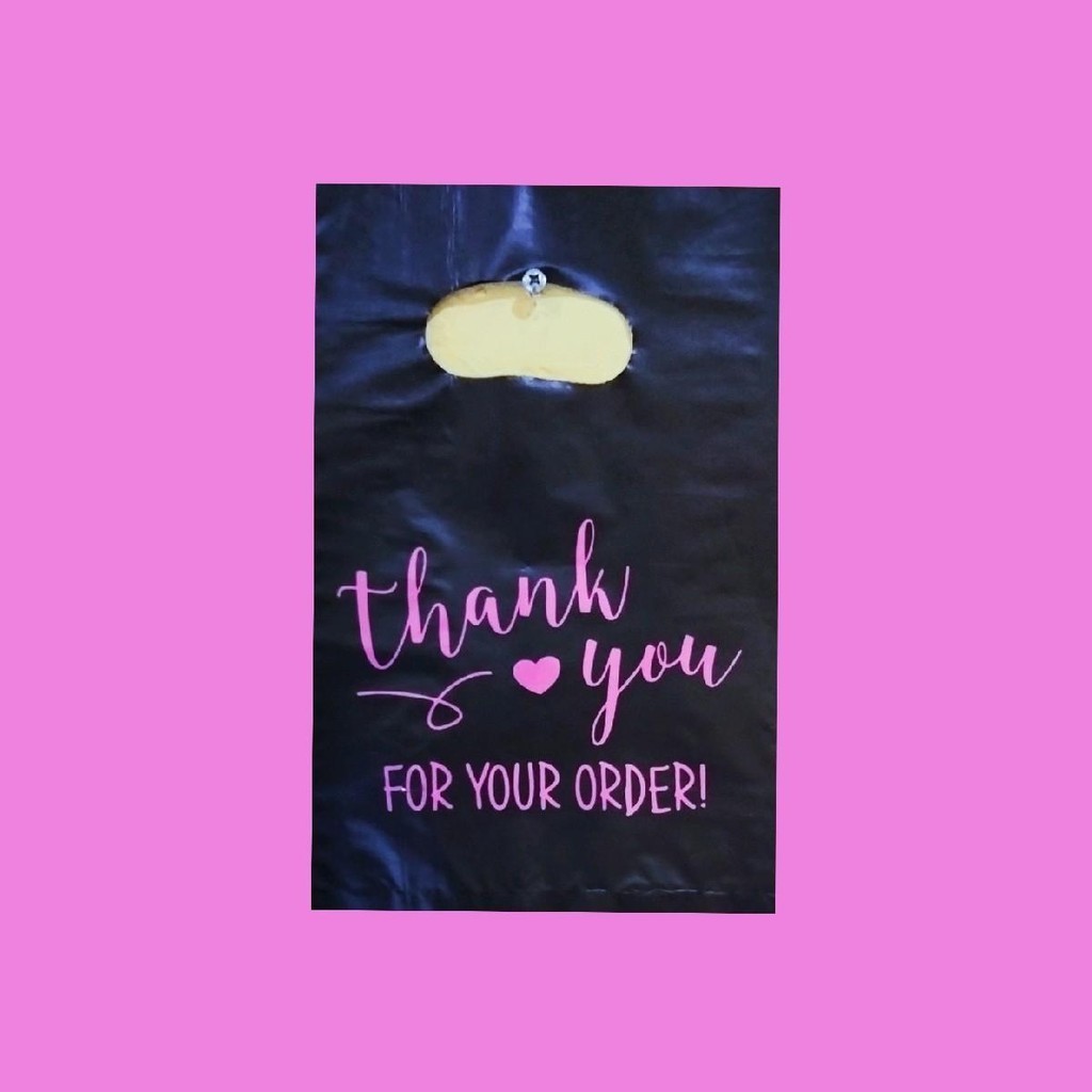 50pcs kantong plastik PE (hitam-pink) uk.15×22 | plastik packing | plastik online shop |  motif sabl