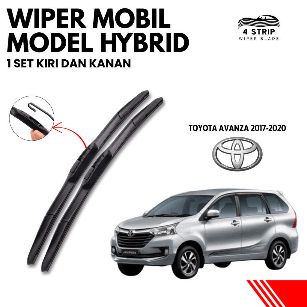 Wiper Mobil Hybrid Avanza 2017 - 2020 Premium Satu Pasang Kiri Kanan 4 STRIPS WIPER
