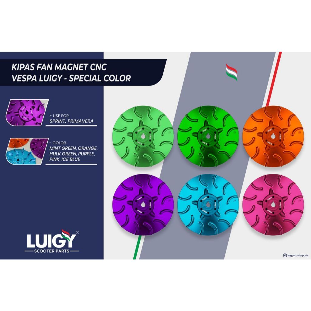 Kipas Fan Magnet CNC Vespa Matic Sprint Primavera Special Color Luigy