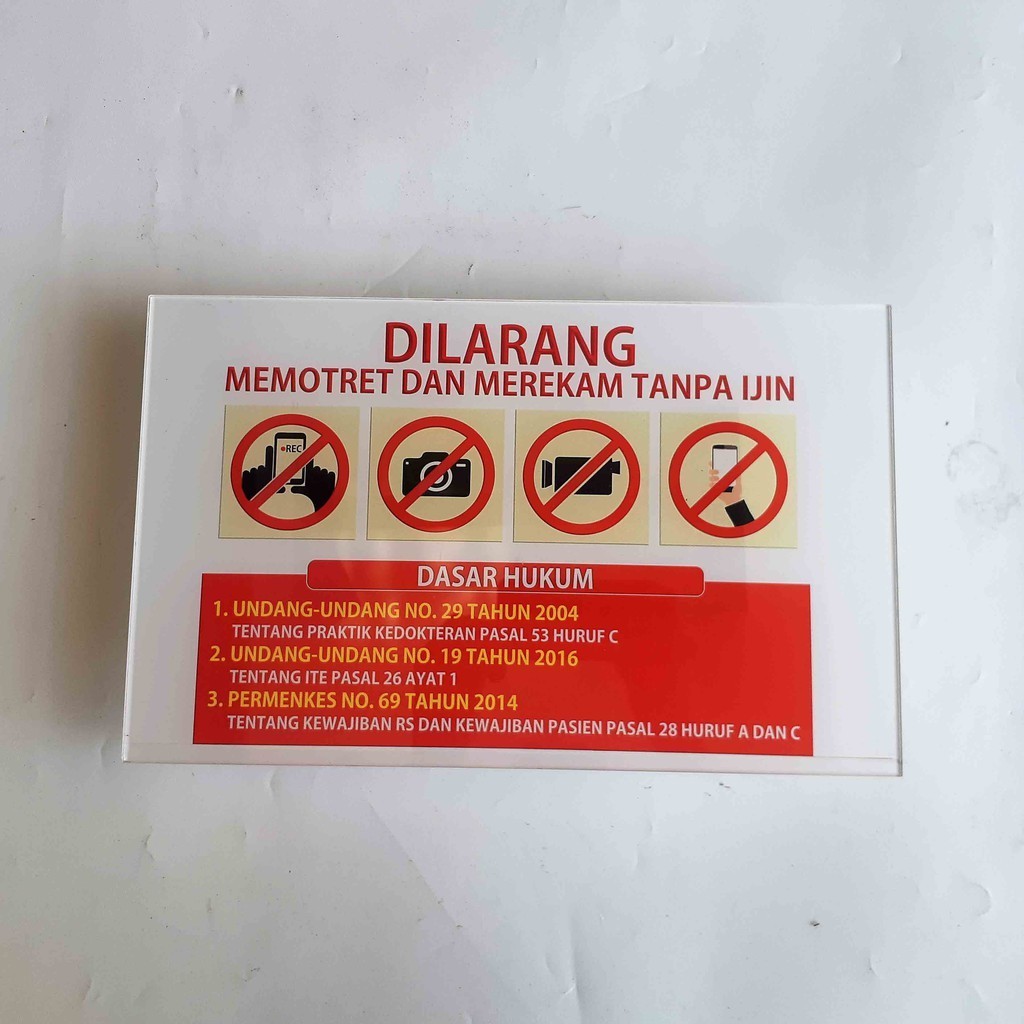 Akrilik Larangan Memotret, Papan Akrilik Larangan Memotret, Akrilik DIlarang Merekam dan Memotret