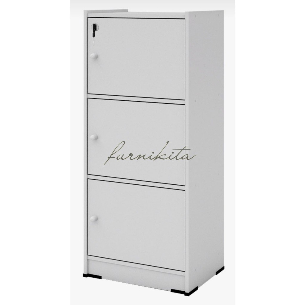 JTR - RAK BUKU 3 PINTU SERBAGUNA KAYU