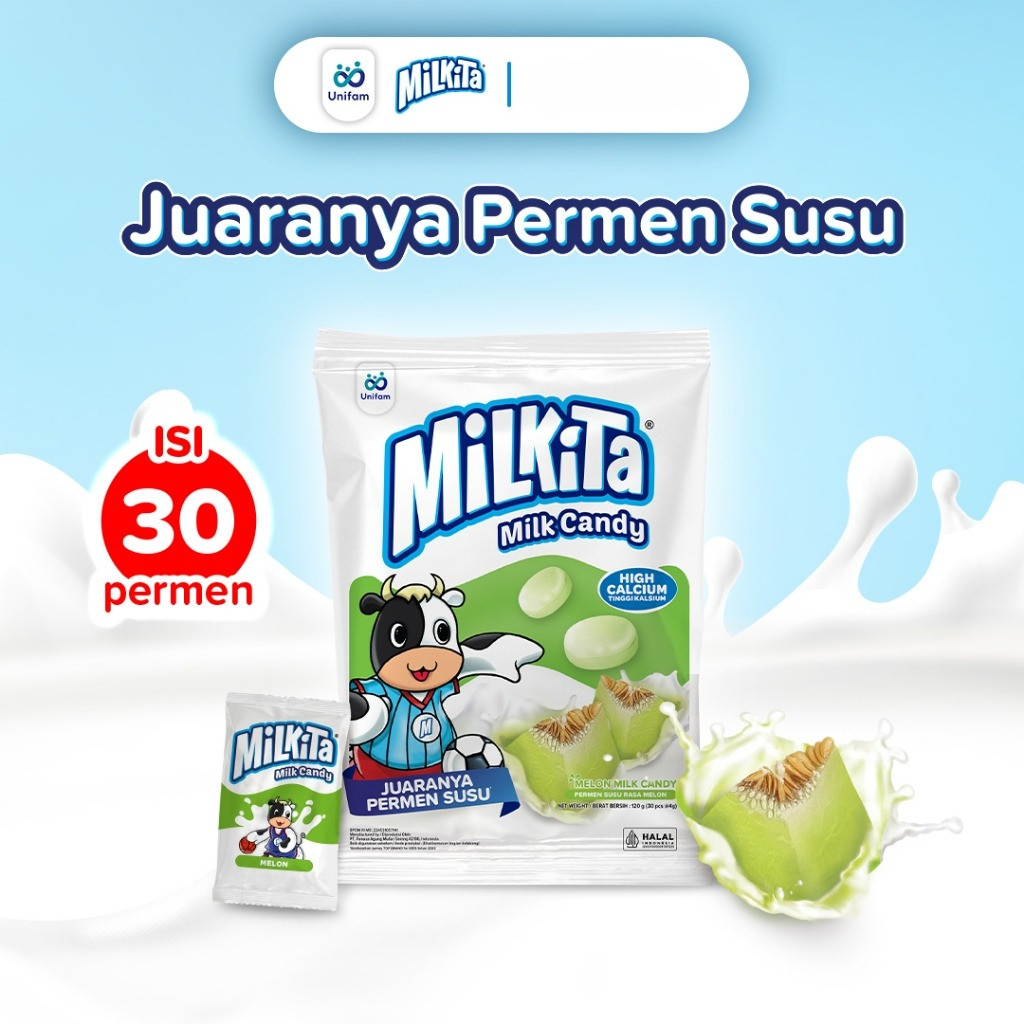 Milkita Permen Susu Melon Premium Bag - Milk Candy 1 Bag (Isi 30Pcs)