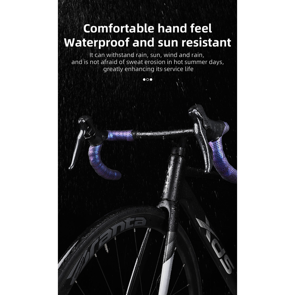 Road Bike Handlebar Tape Anti Slip Silica Gel Shock Absorption Reflective Colorful Cycling Bicycle B