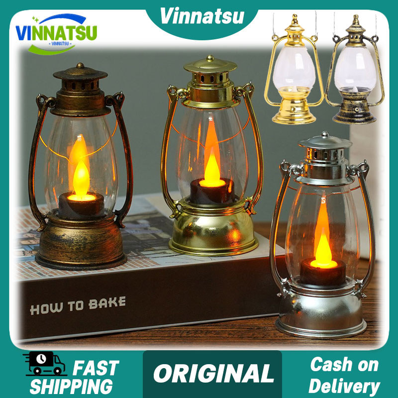 Vinnatsu Lentera Lampu LED Muslim Lampu Lentera Lilin LED Ulir Lentera Mini Souvenir Lampu LED Hiasa