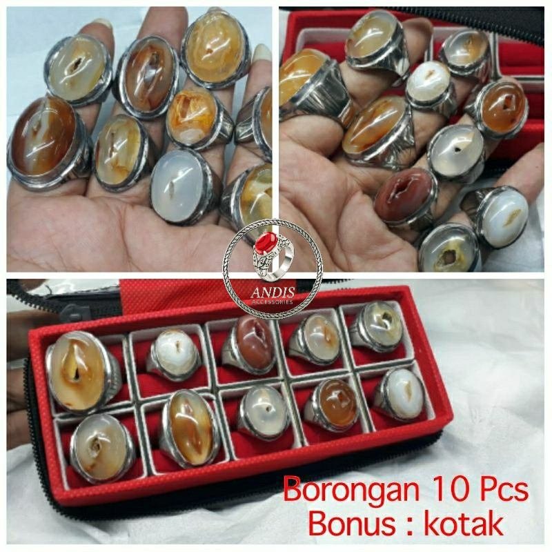 BORONGAN 10 BIJI CINCIN BATU COMBONG KANTONG SEMAR + Kotak