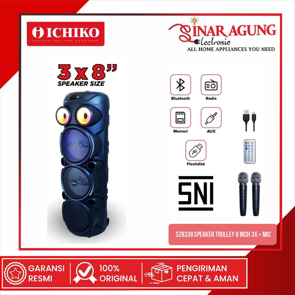 ICHIKO SZ8338 SPEAKER TROLLEY 8 INCH 3 WOOFER BLUETOOTH - ORIGINAL