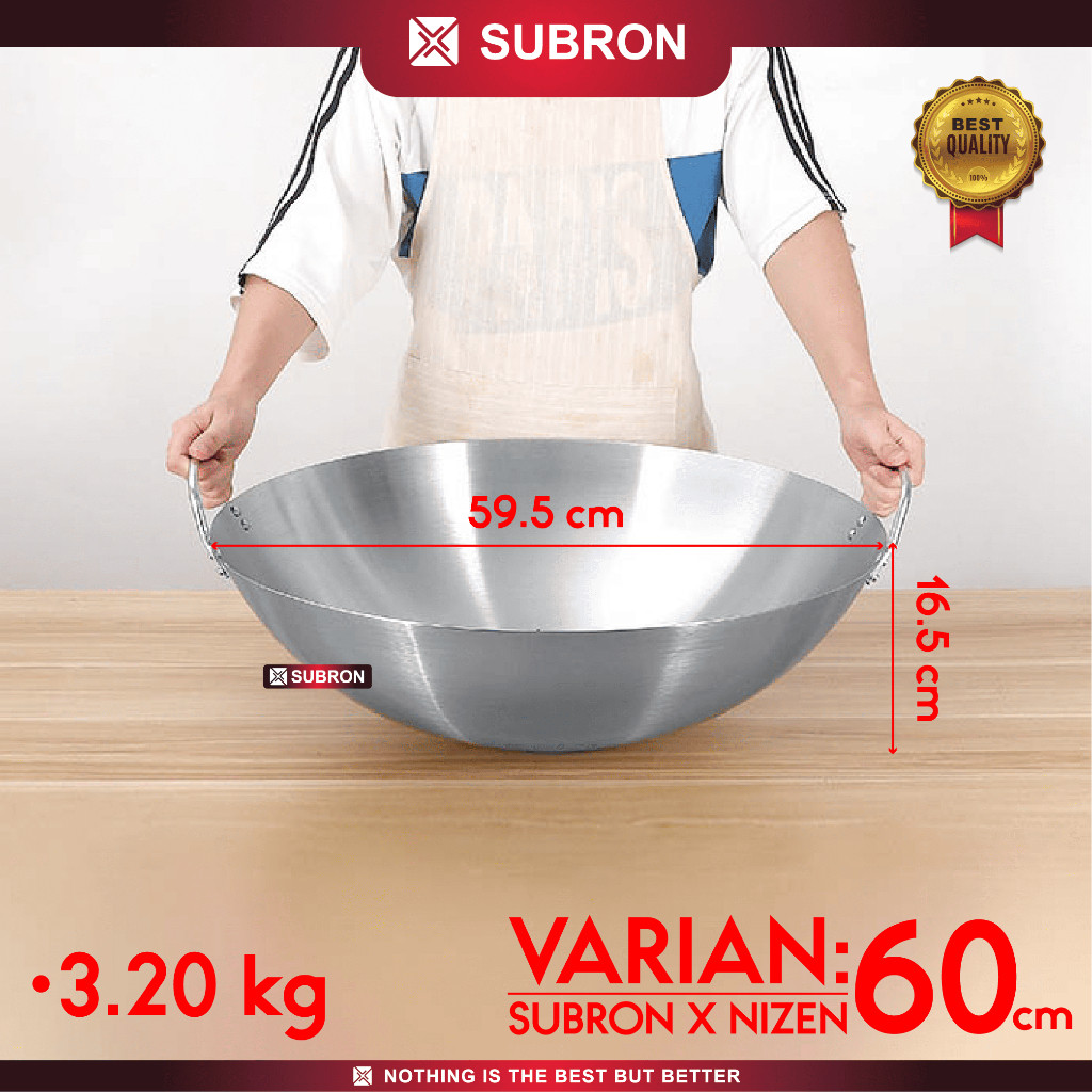 SUBRON X NIZEN Wajan Kuali Penggorengan Besar 60cm 70cm 75cm MBG BGN Stainless Steel Masak Catering 