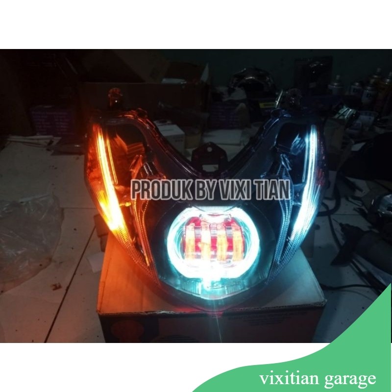 REFLEKTOR LAMPU DEPAN YAMAHA MIO M3 MIO Z S 125 CUSTOM BILED DAYMAKER PLUS ALIS RUNNING PNP.