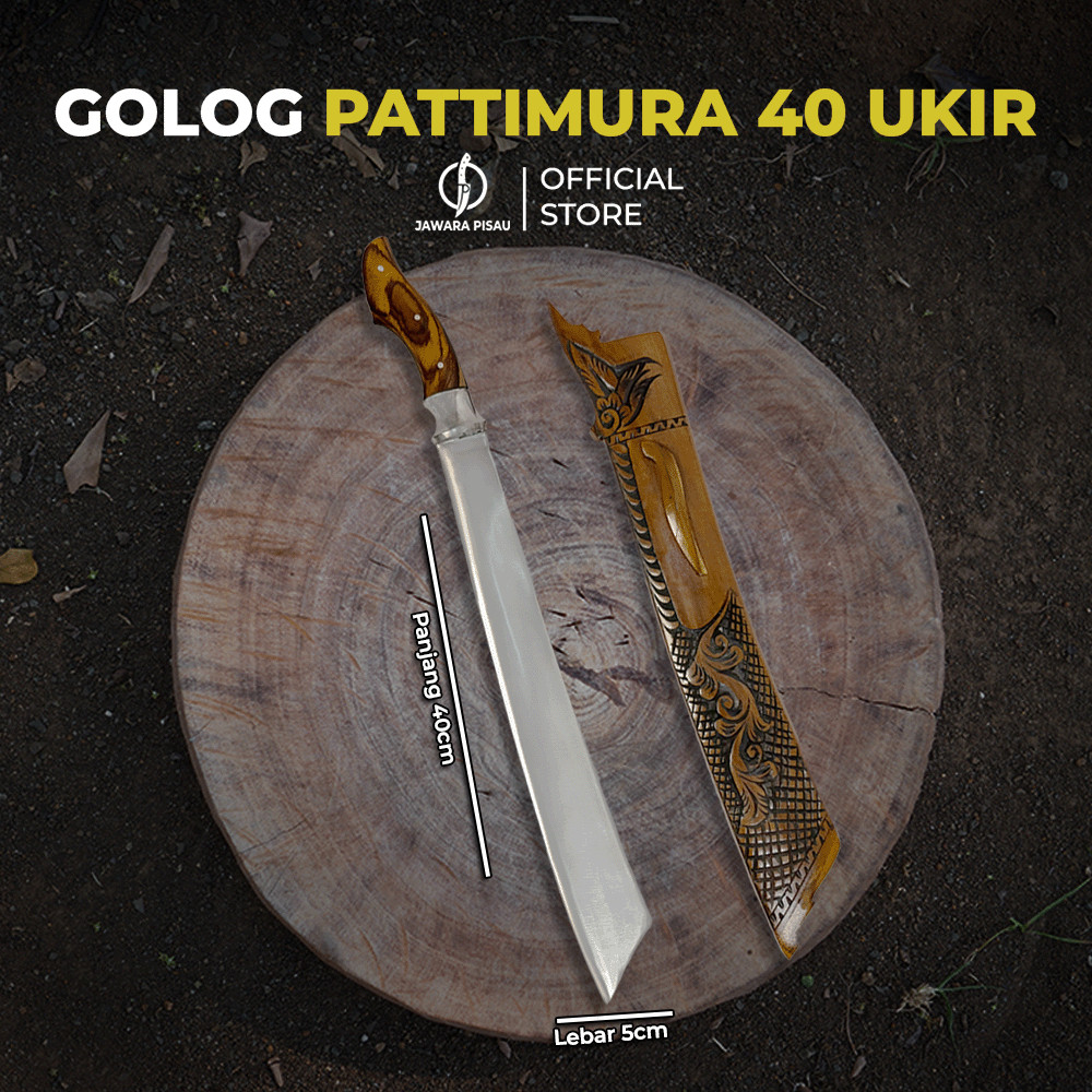 `promo 2026 Jawara Pisau | Golsem Golok Sembelih Pattimura Ukir 40cm Baja Hss Multifungsi Tebas Kayu