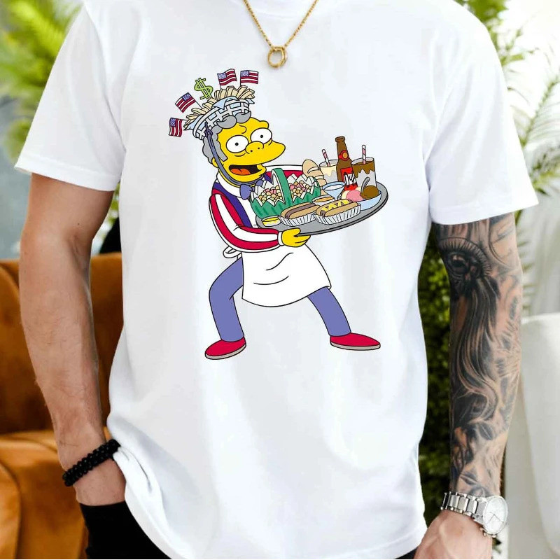 Kaos Casual Lengan Pendek The Simpsons - Motif "Gus Simmons" Edisi Resmi, Model Unisex untuk Kolekto