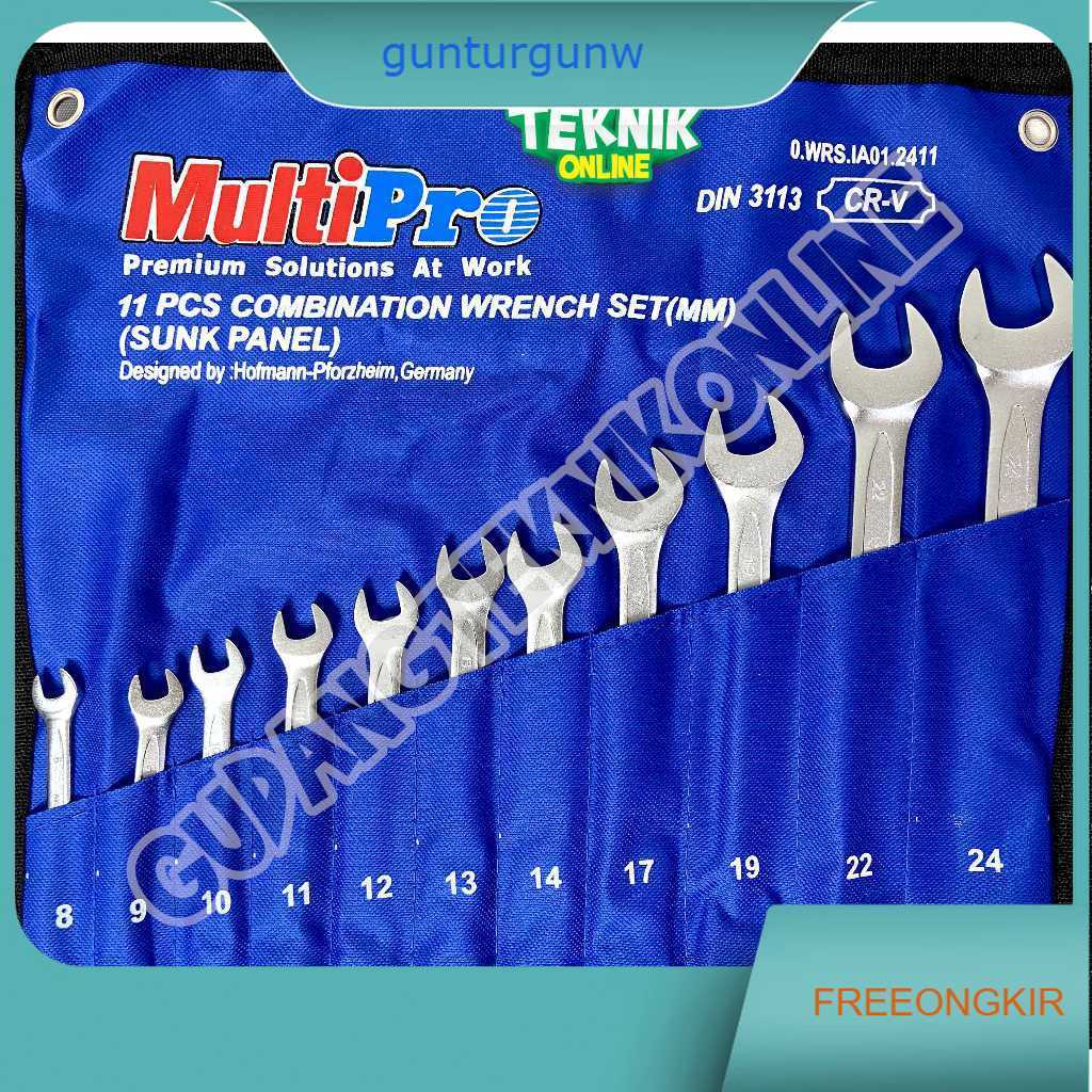 Kunci Ring Pas SET 11pcs 8-24mm MULTIPRO / Kunci Ring Pas 11 pcs Set 8-24mm - Combination Wrench Set