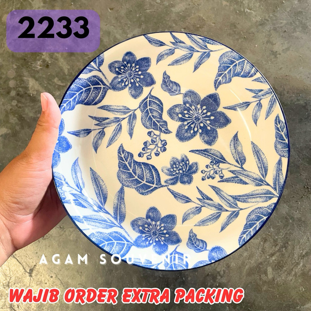 TERLARIS PIRING KERAMIK MOTIF SAKURA JEPANG 8” inc atau 20cm
