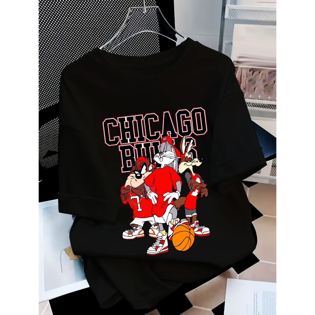 T-Shirt Kaos Chicago Bulls Putih / Kaos Wanita Pria / Kaos Cotton Combed Unisex Terbaru