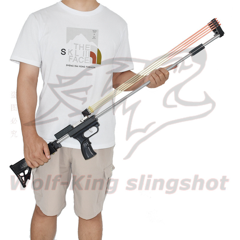 Wolf KingPowerful Catapult Hunting Slingshot Rifle, Double Safety Device, Stainless Steel Sight for 