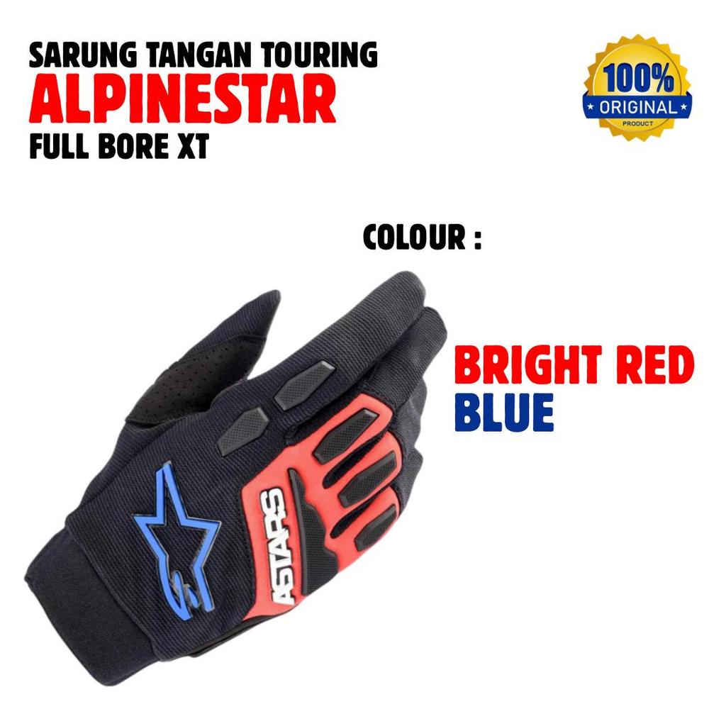 SARUNG TANGAN TOURING ALPINESTAR FULL BORE XT BRIGHT RED BLUE | SARUNG TANGAN TOURING ALPINESTAR | 1