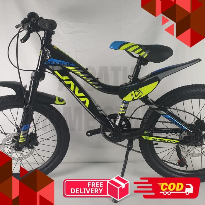 JAVA SPEEDY Sepeda MTB 20 Inch 7 Speed Alloy Frame Suspensi Fork Rem Hidrolik Disc Brake Shimano Tou