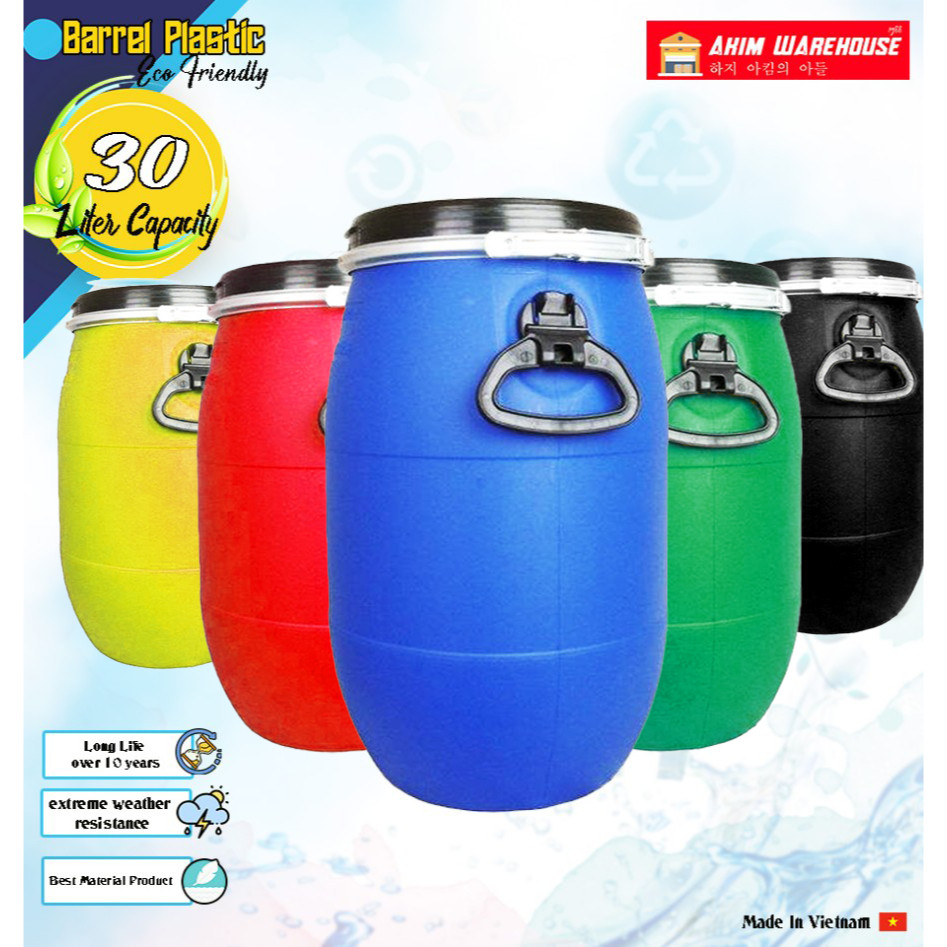 Drum Tong Plastik Biru Grade ORI Industrial Fermentasi/Air/Kimia/Sampah DLL 35 Liter / Wastafel / Cu