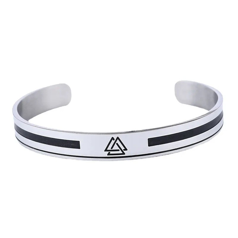 Pria Stainless Steel Norse Viking Valknut Amulet Gelang Manset Bangle - Aksesori Perhiasan yang teri
