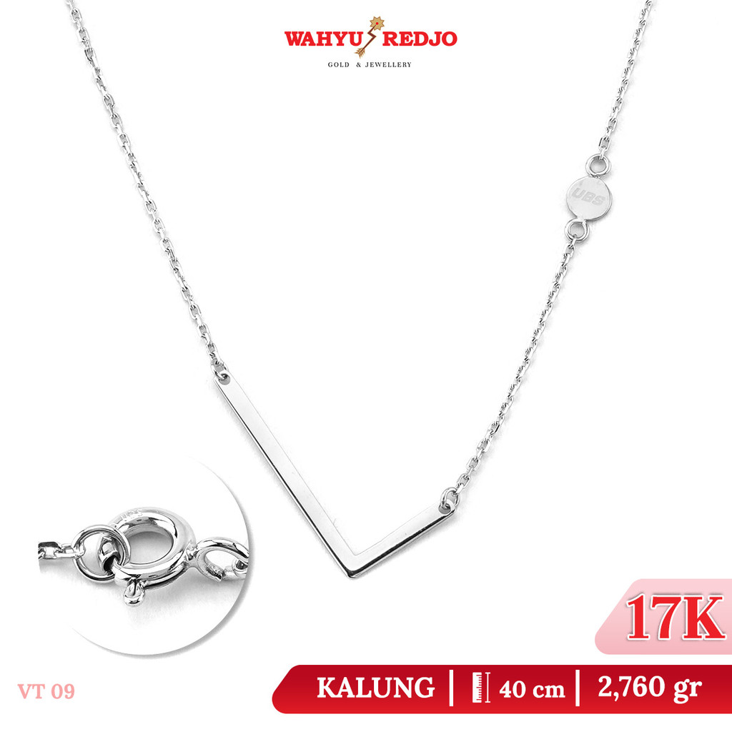 Kalung Emas Alfabet Huruf 17K Putih Wahyu Redjo