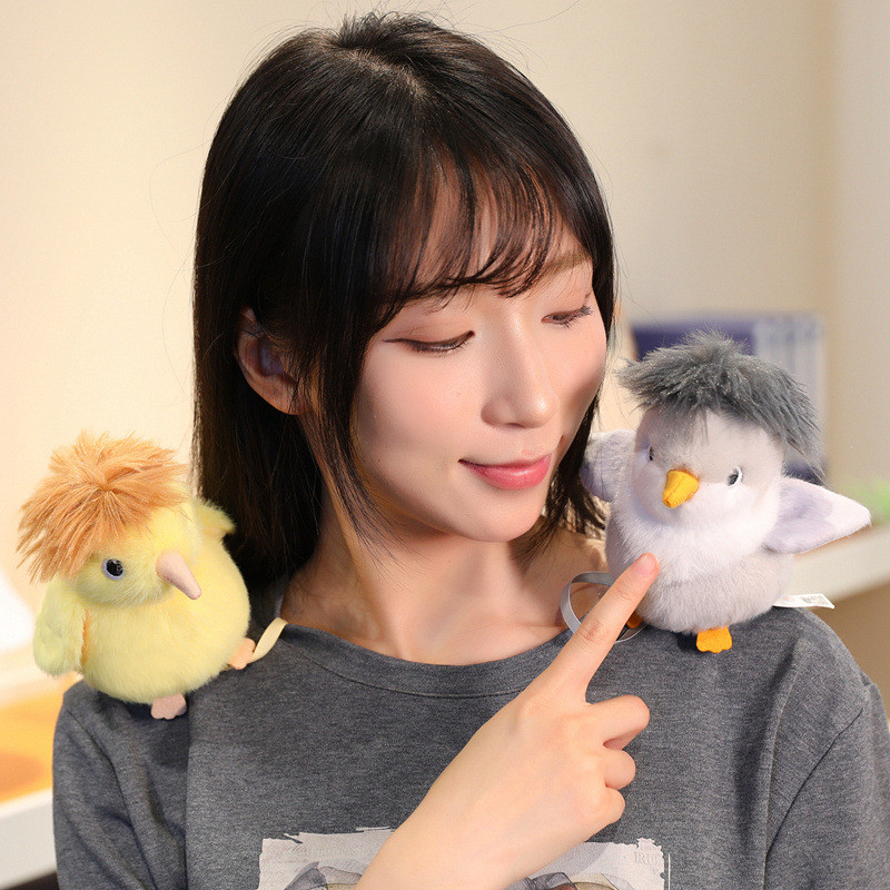 Boneka burung lucu yang dapat dipasang di bahu dengan pengait magnet - Kenari