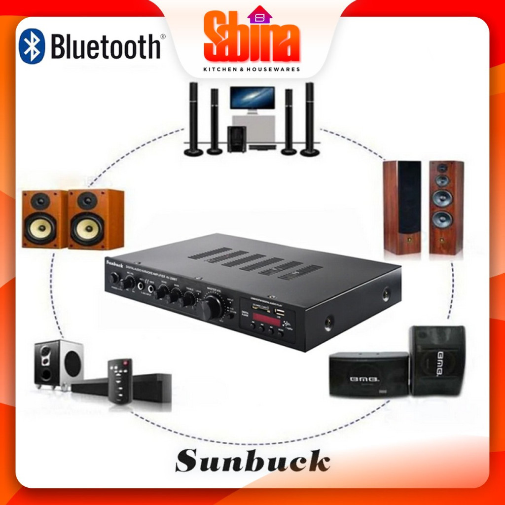 Audio Amplifier Bluetooth Karaoke Support Coaxial Optical 5 Saluran