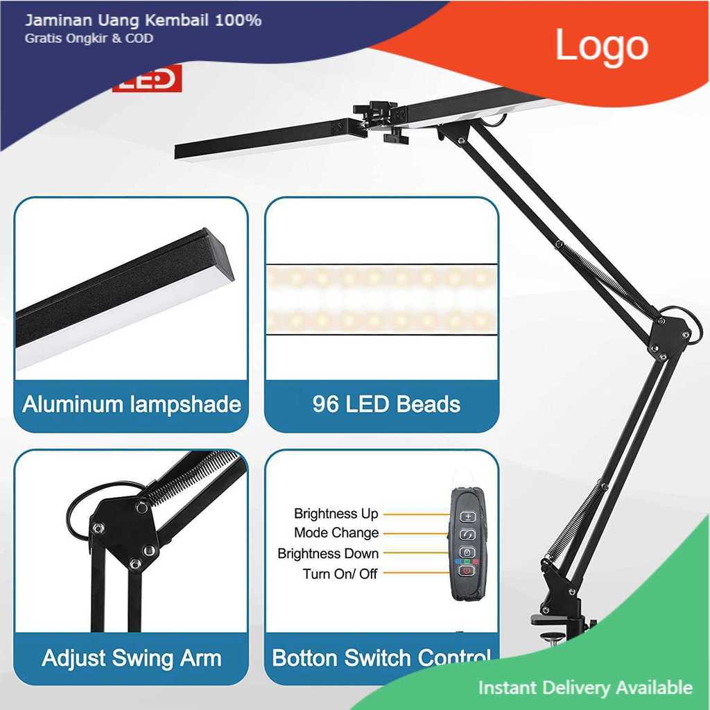 TaffLED Lampu Meja Baca LED Double Head 3 Color Mode SMD - ZN14