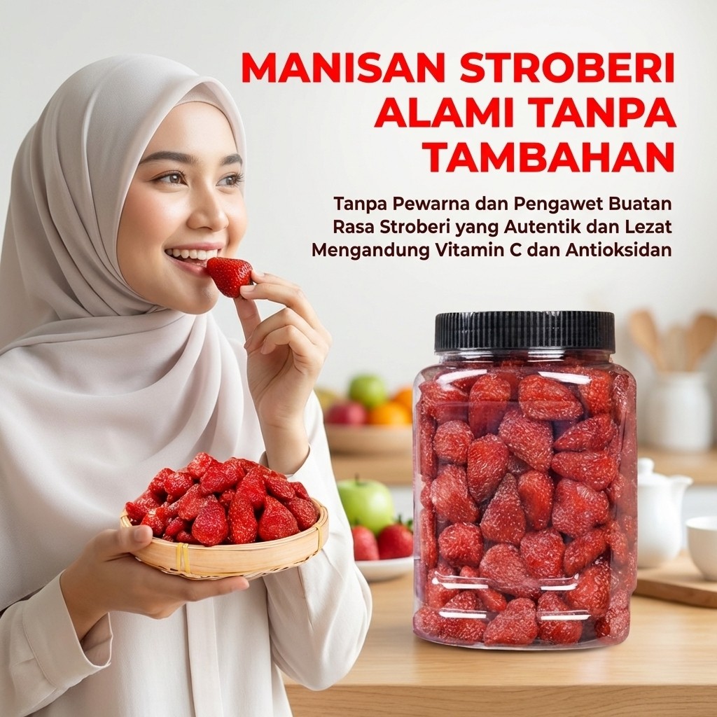 [Jaminan Mutu] Buah Stroberi Kering/Stroberi Kering Manisan Sehat/Sumber Vitamin C dan Serat/Manisan