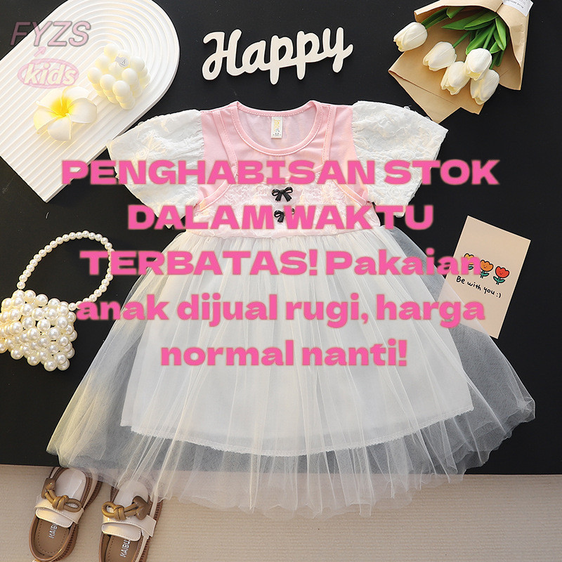 fyzskids 1-4 tahun gadis rok gaun musim panas gadis kecil gaun putri ulang tahun bayi perempuan asin