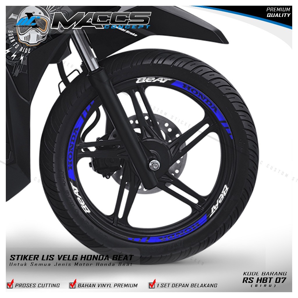 CUTTING STIKER LIS VELG HONDA BEAT ESP DELUXE - STICKER VELG HONDA BEAT ESP DELUXE - RS HBT 07