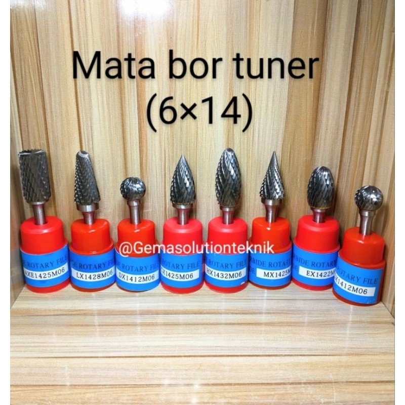 SIXSHOP mata bor tuner 6×14 carbide cuner porting gagang 6mm kepala 14mm Rotary 2 arah