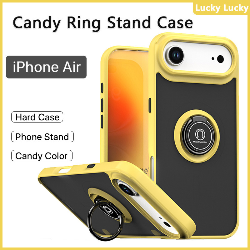 Casing iPhone Air untuk iPhone 17 Pro Max 16 16E, Casing Akrilik Keras dengan Ring Stand, Anti Gunca