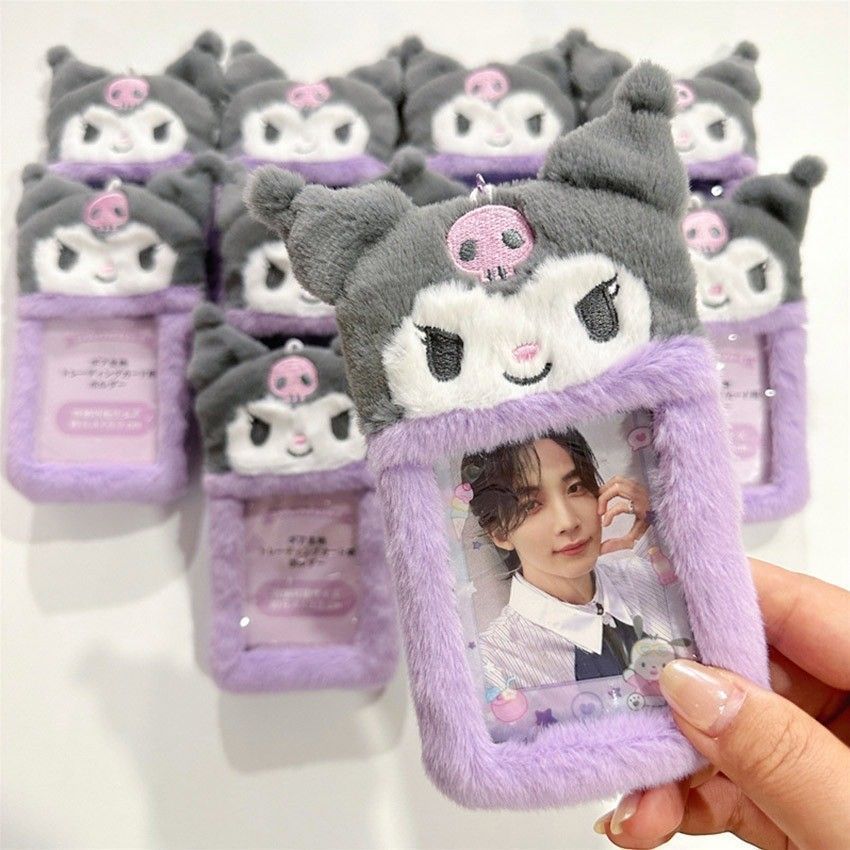 Kawaii Plush Card Holder Gantungan Kunci Kartun Kuromi idol Photocard Pelindung Case ID Card Holder