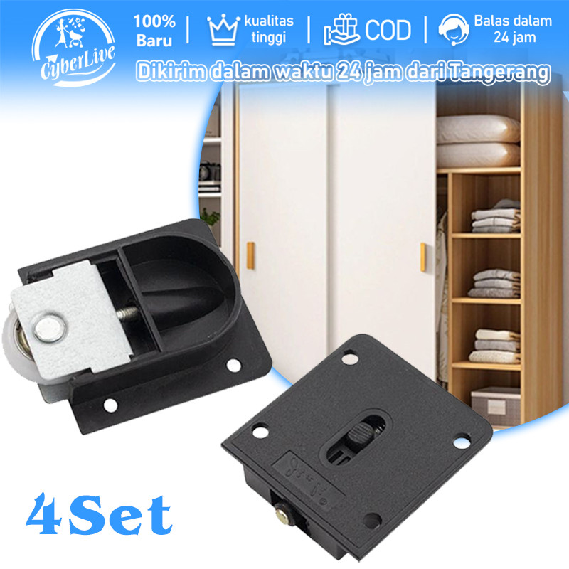 4set Roda Lemari Geser Sliding Roda Pintu Lemari Sliding Roller Roda Sleding Pintu Lemari