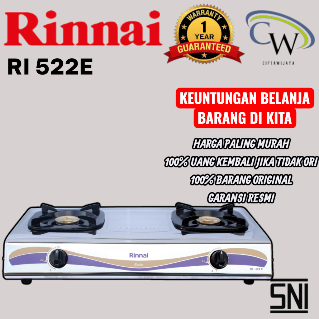KOMPOR GAS RINNAI DUA TUNGKU -  RI522E
