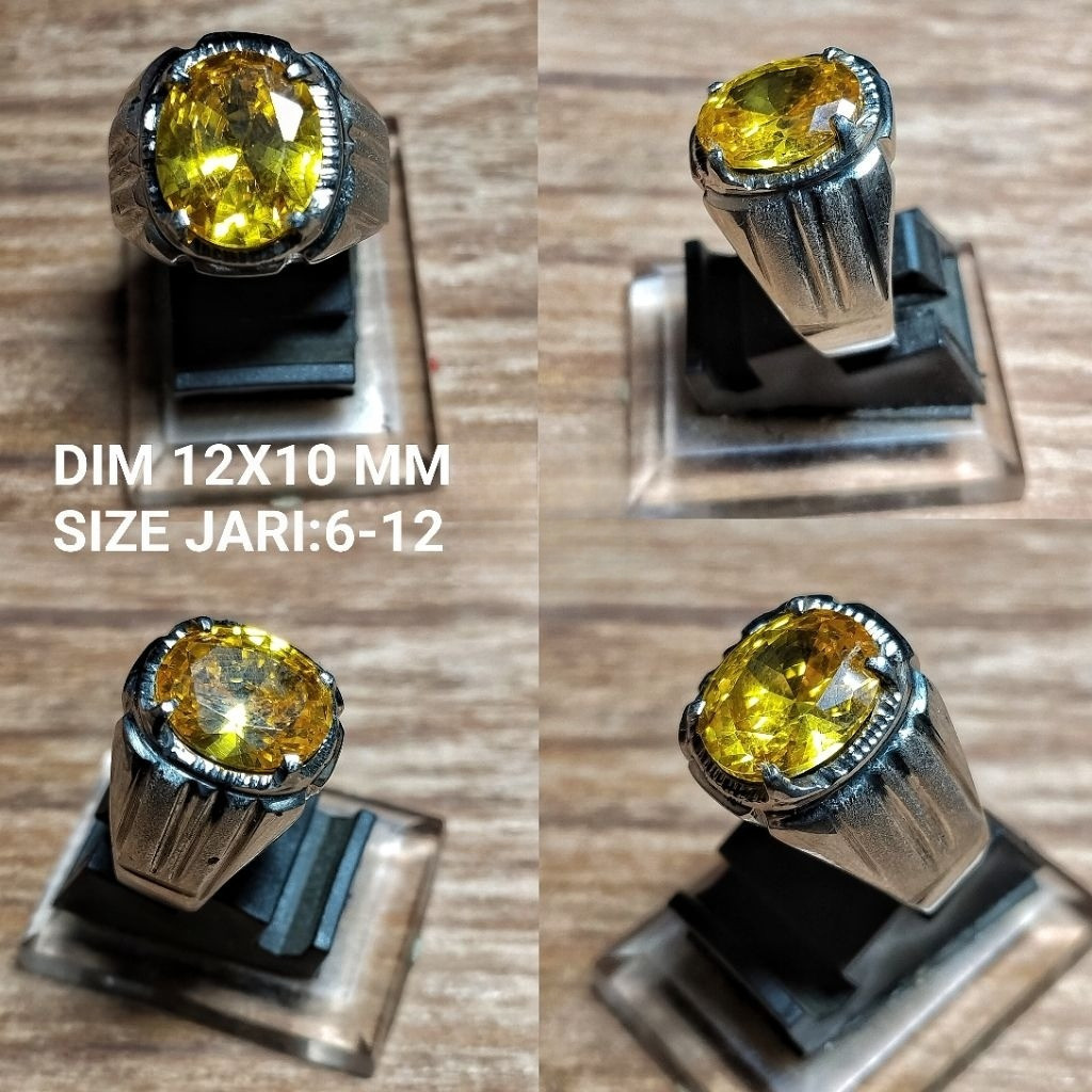 PERMATA YELLOW TOPAZ CUTTING RING MONEL DOFF