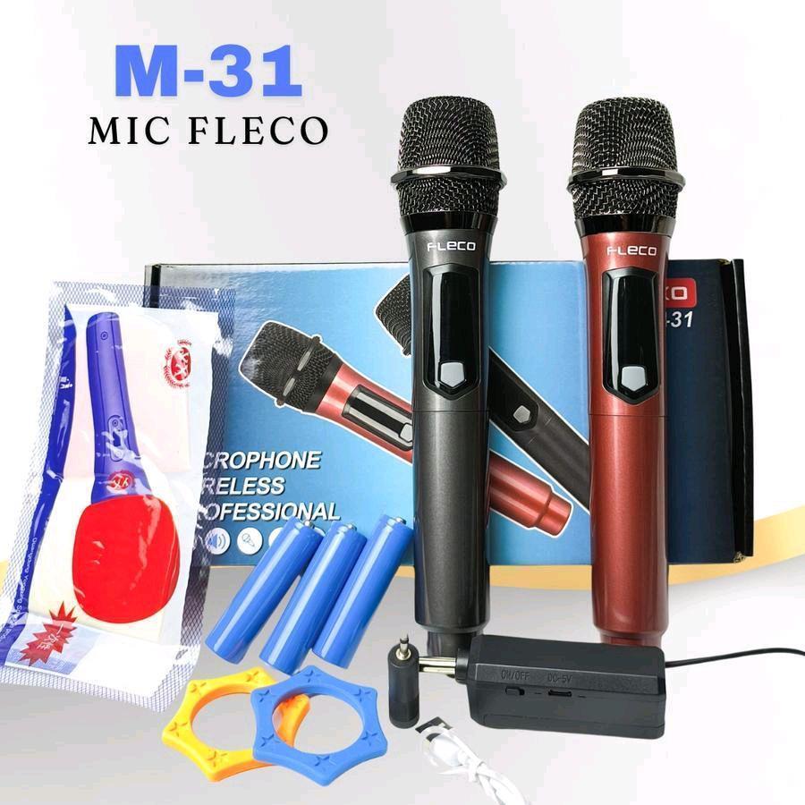 BISA COD Fleco M 31 Microphone Double Wireless Professional Karaoke Fleco M31 Mikropon Karaoke Wirel