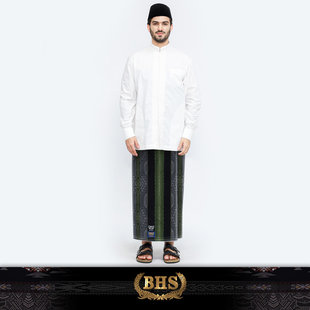 Sarung BHS Classic Gold Motif C44 DGB SJ Hitam Hijau 03