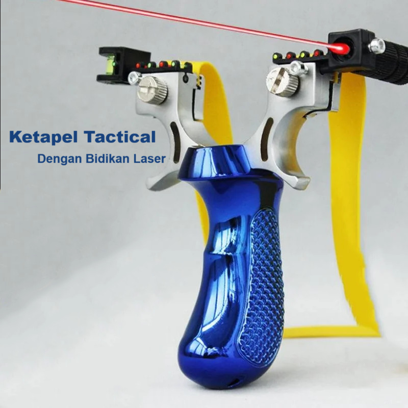 Ketapel Burung Ikan Alumunium Plus Laser dan Tali Karet