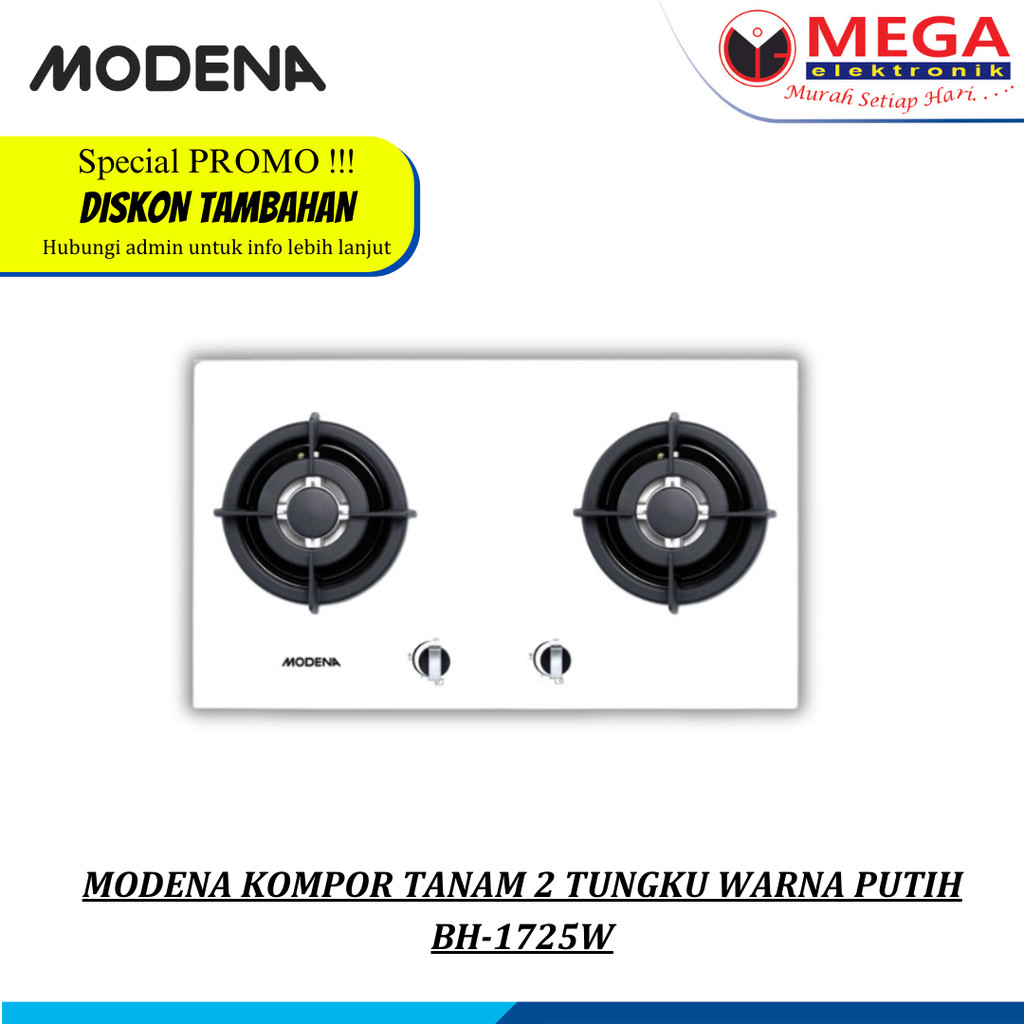 MODENA KOMPOR TANAM 2 TUNGKU WARNA PUTIH BH-1725W